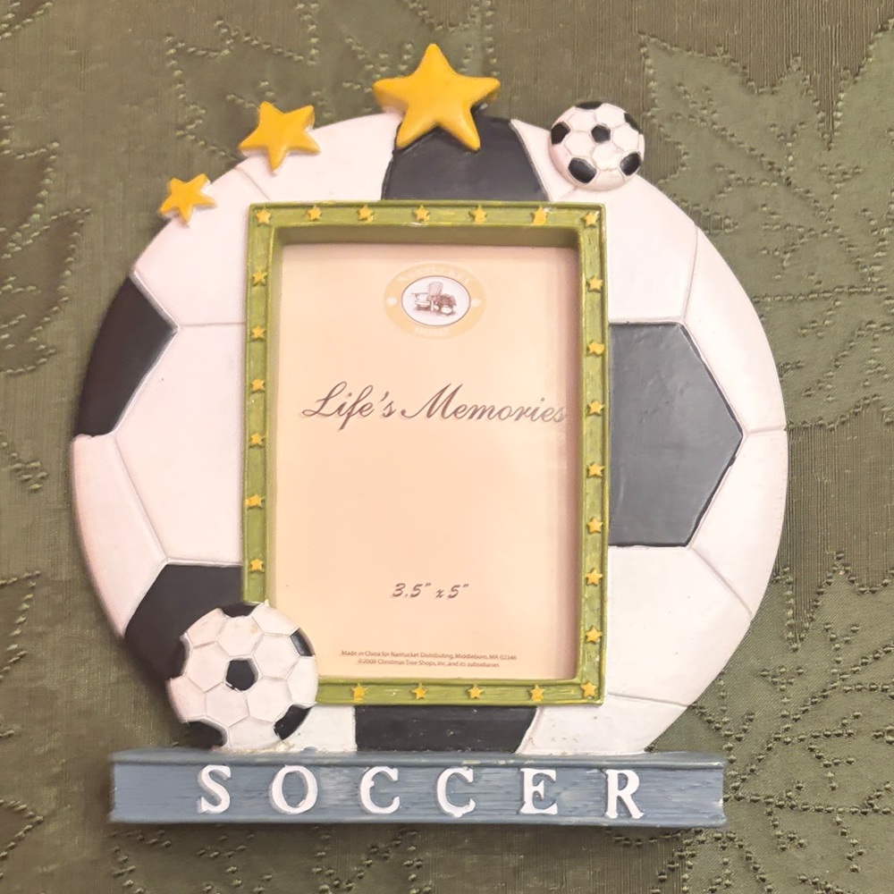 Soccer Themed Photo Frame - Black and White